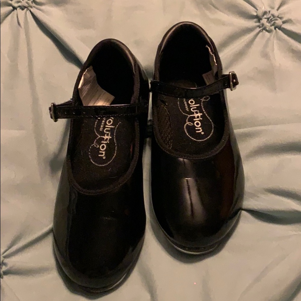 Little Girls Black Patent Leather Tap Shoes
